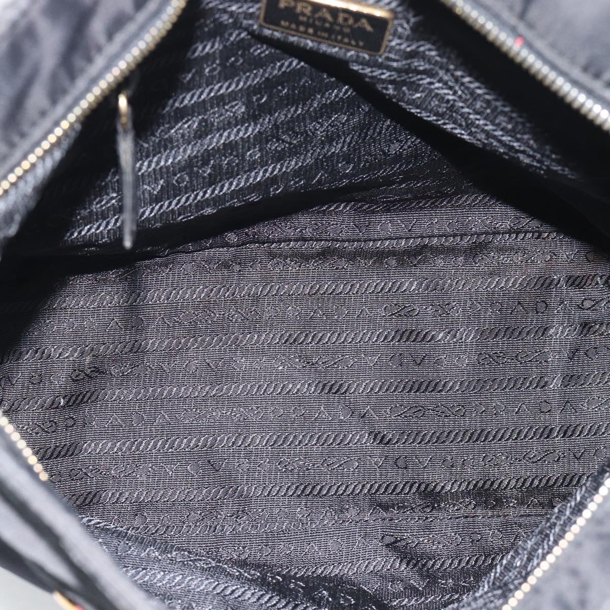 PRADA Chain Shoulder Bag Nylon Black Gold Tone Auth 196148A