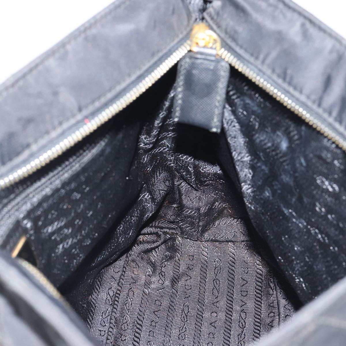 PRADA Chain Shoulder Bag Nylon Black Gold Tone Auth 196148A