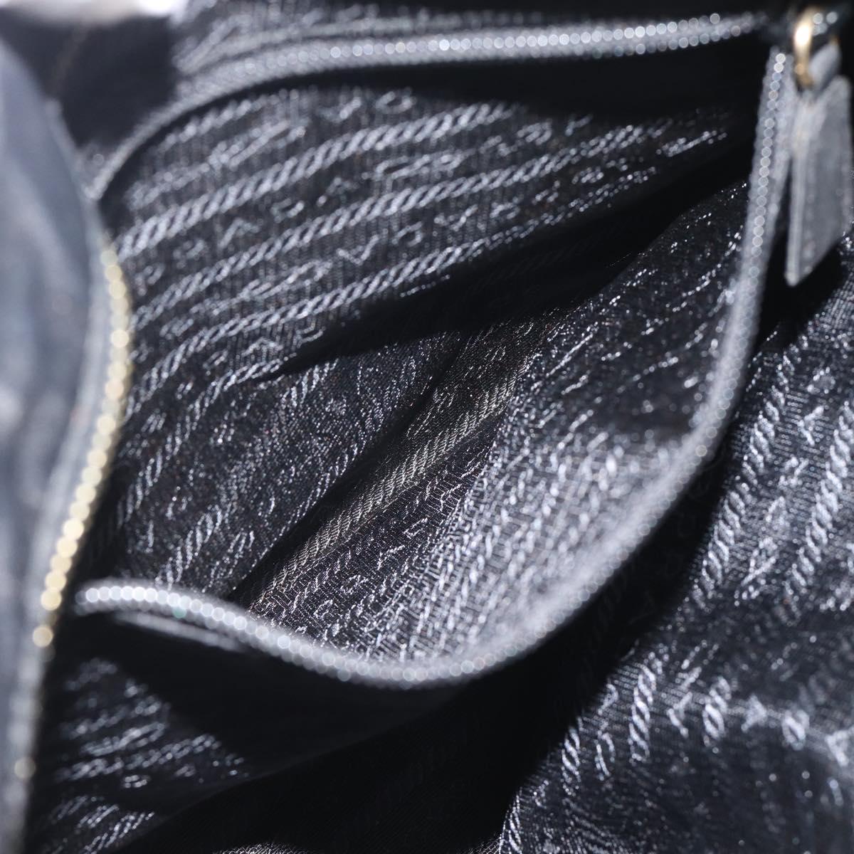 PRADA Chain Shoulder Bag Nylon Black Gold Tone Auth 196148A