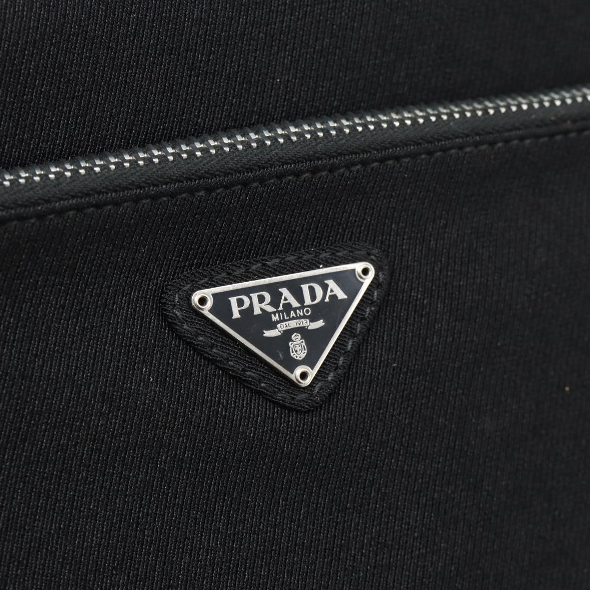 PRADA Hand Bag Patent Black Silver Auth 196149A
