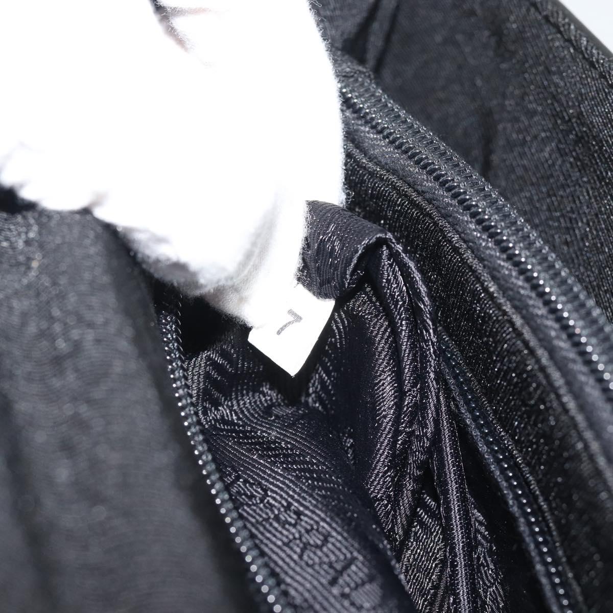 PRADA Hand Bag Patent Black Silver Auth 196149A