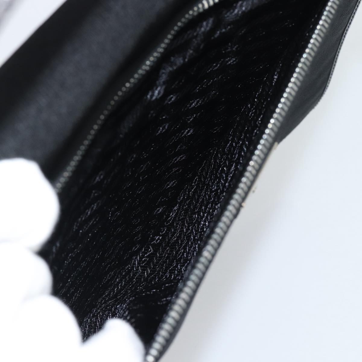 PRADA Hand Bag Patent Black Silver Auth 196149A