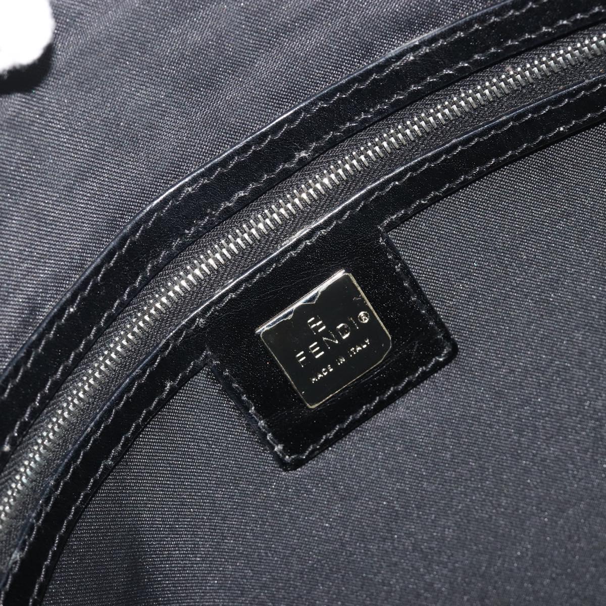 FENDI Zucca Canvas Shoulder Bag Black Silver Auth 196150