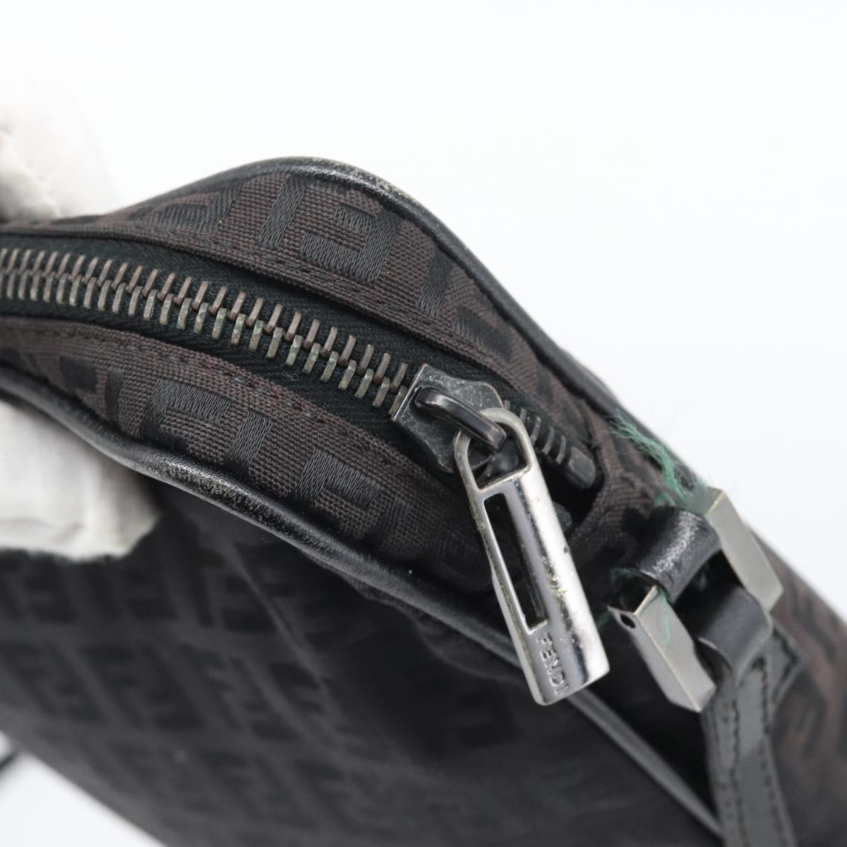 FENDI Zucchino Canvas Shoulder Bag Black Silver 8BT053 Auth 196151