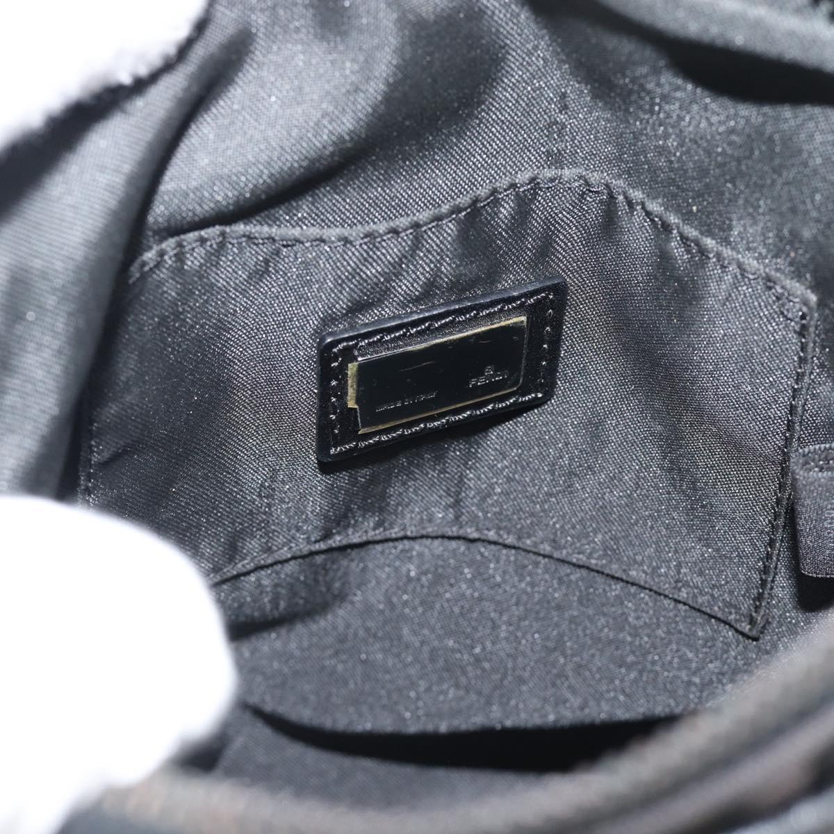 FENDI Zucchino Canvas Shoulder Bag Black Silver 8BT053 Auth 196151