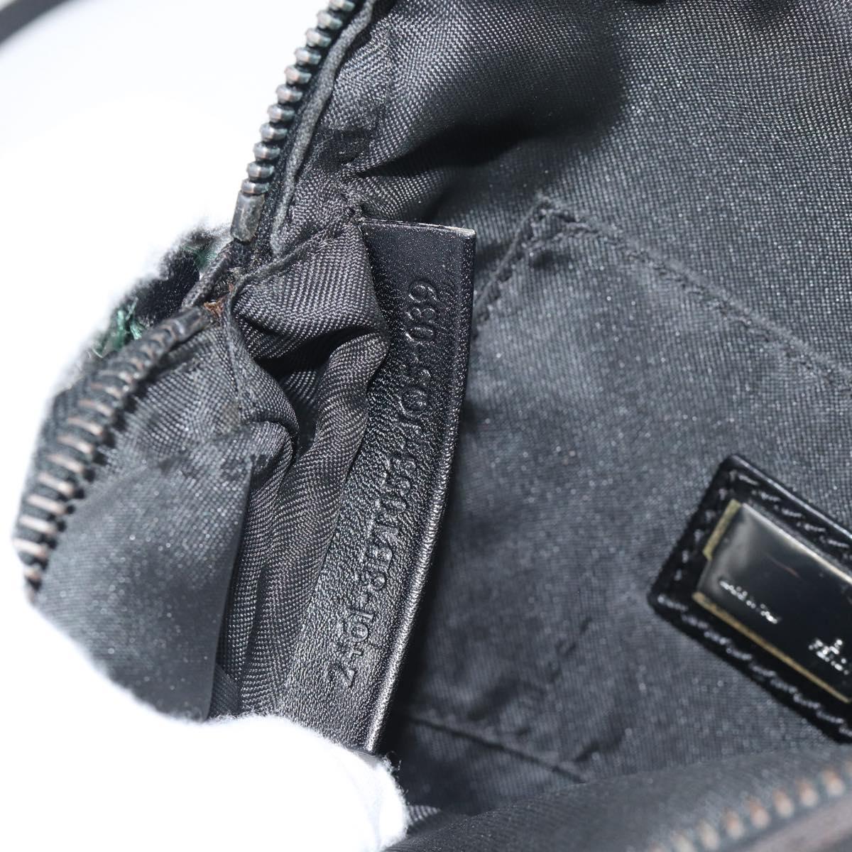 FENDI Zucchino Canvas Shoulder Bag Black Silver 8BT053 Auth 196151