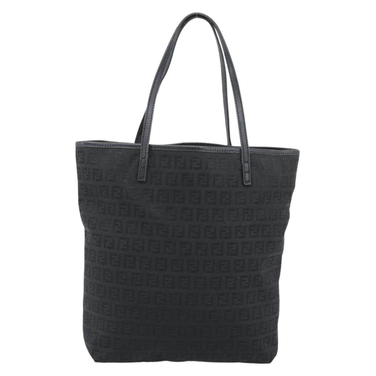 FENDI Zucchino Canvas Tote Bag Black 8BH074 Auth 196152