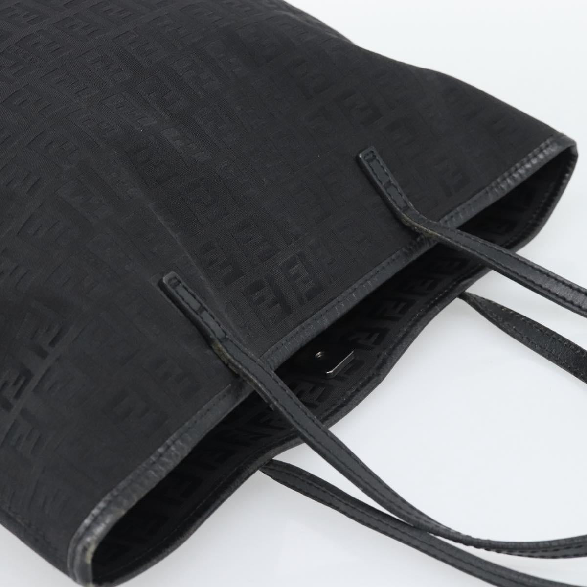 FENDI Zucchino Canvas Tote Bag Black 8BH074 Auth 196152