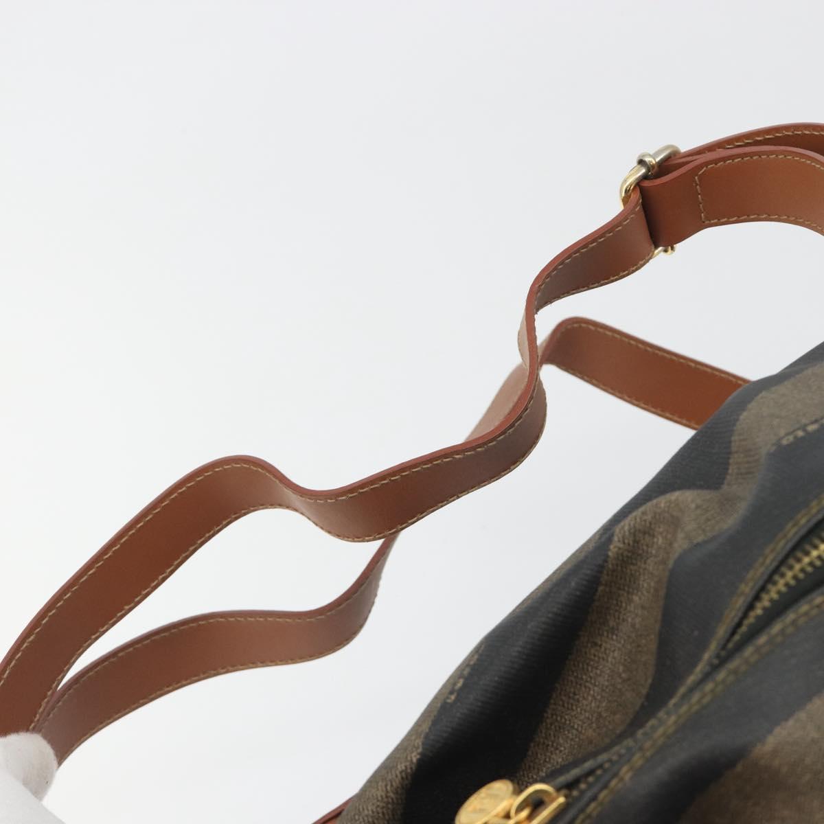 FENDI Pecan Backpack PVC Leather Brown Gold Tone Auth 196153