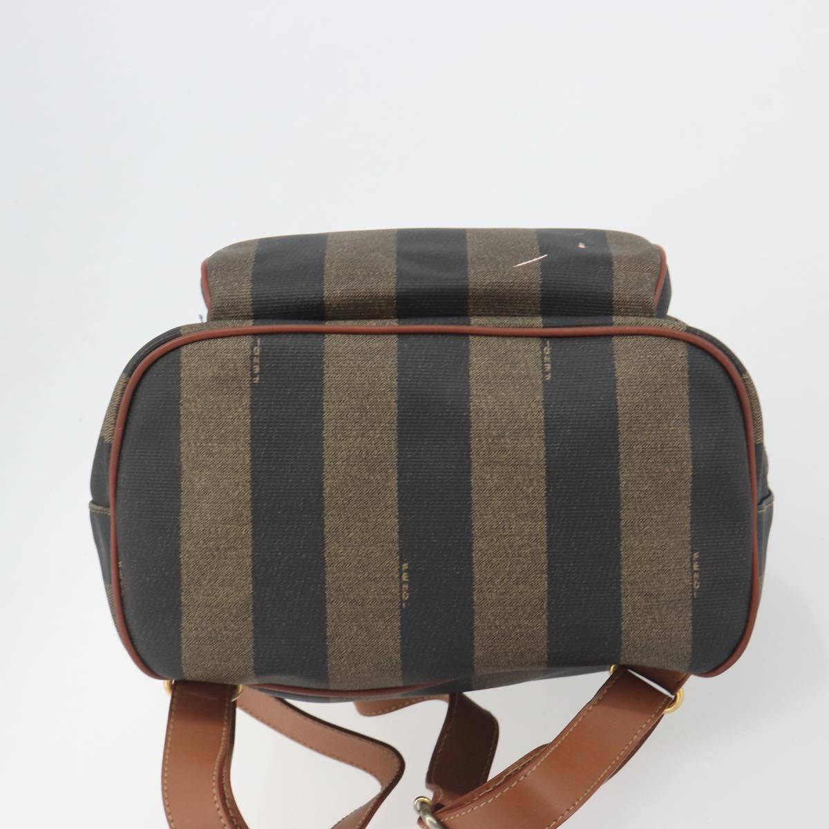 FENDI Pecan Backpack PVC Leather Brown Gold Tone Auth 196153