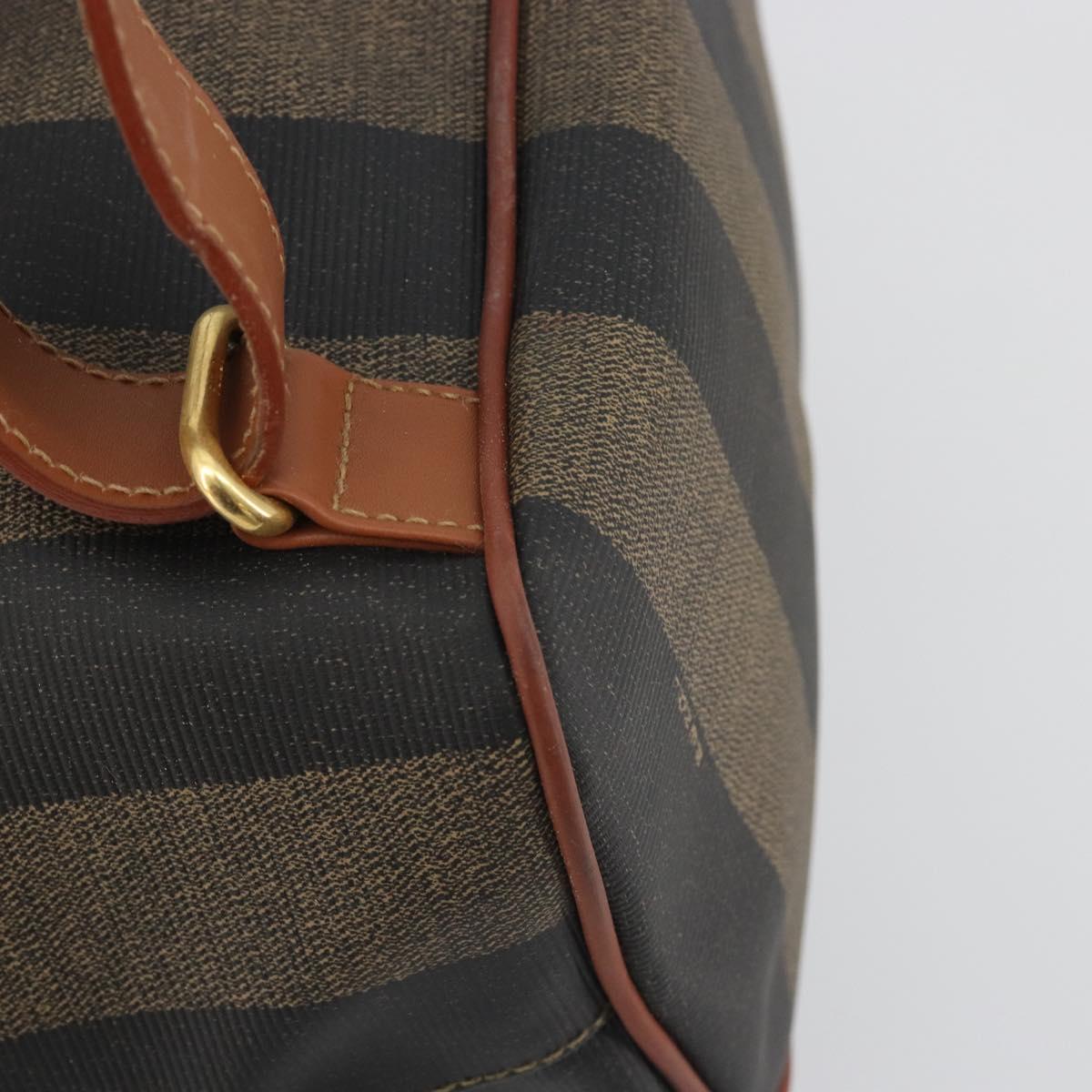 FENDI Pecan Backpack PVC Leather Brown Gold Tone Auth 196153