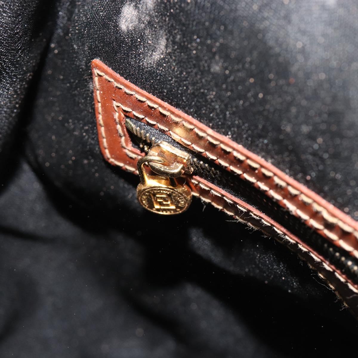FENDI Pecan Backpack PVC Leather Brown Gold Tone Auth 196153