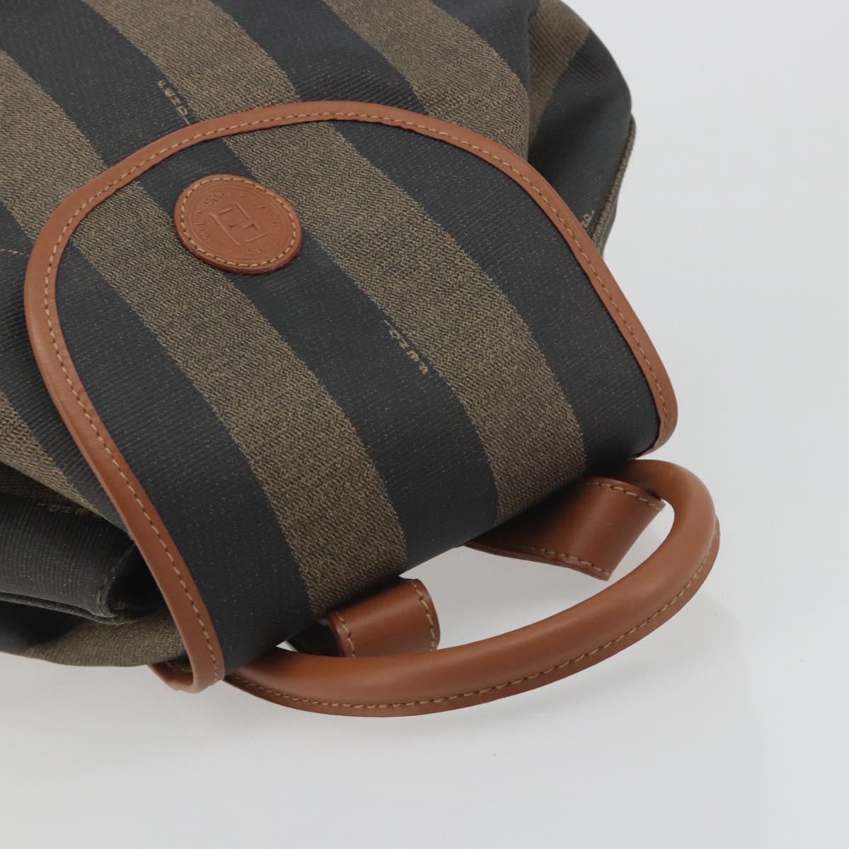 FENDI Pecan Backpack PVC Leather Brown Gold Tone Auth 196153