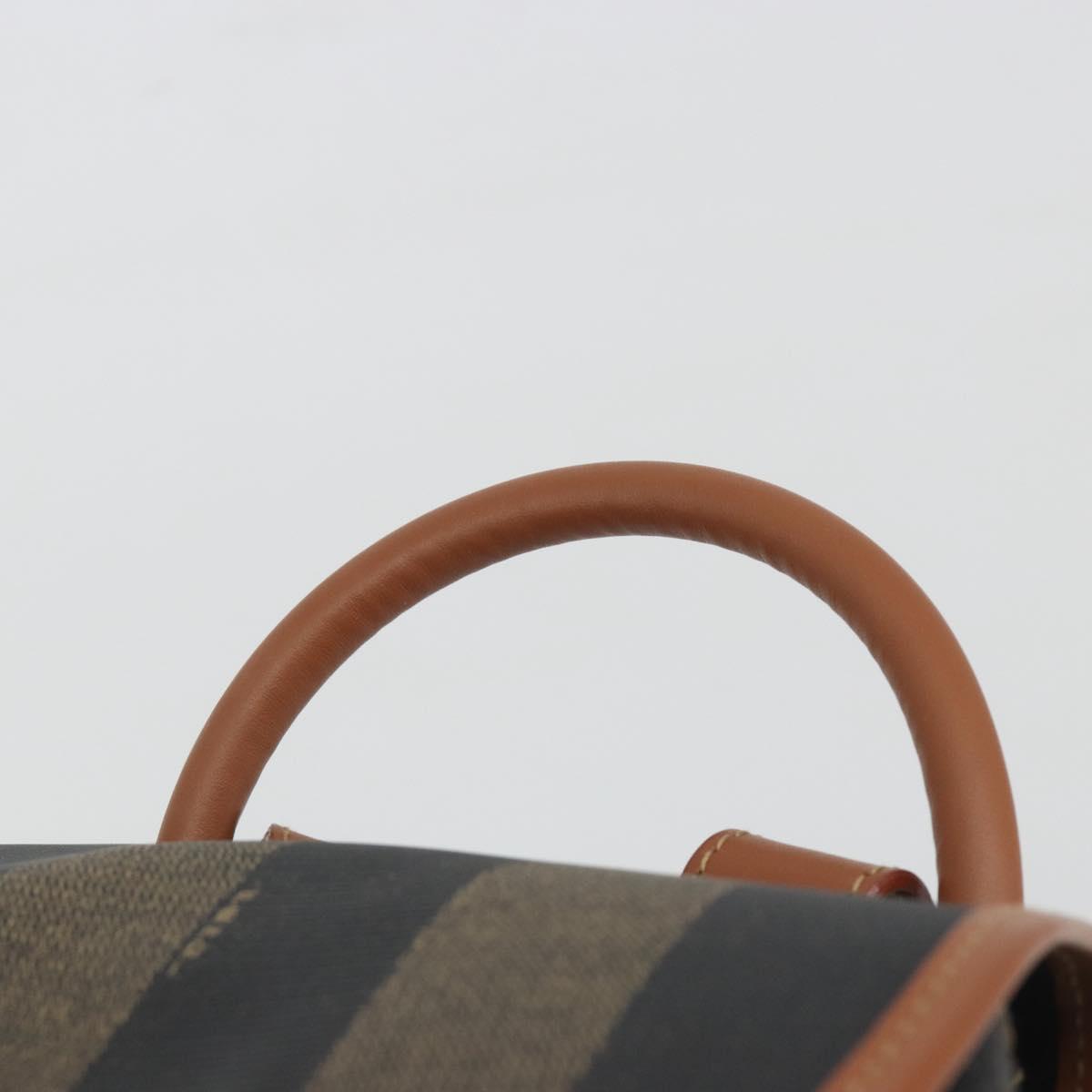 FENDI Pecan Backpack PVC Leather Brown Gold Tone Auth 196153