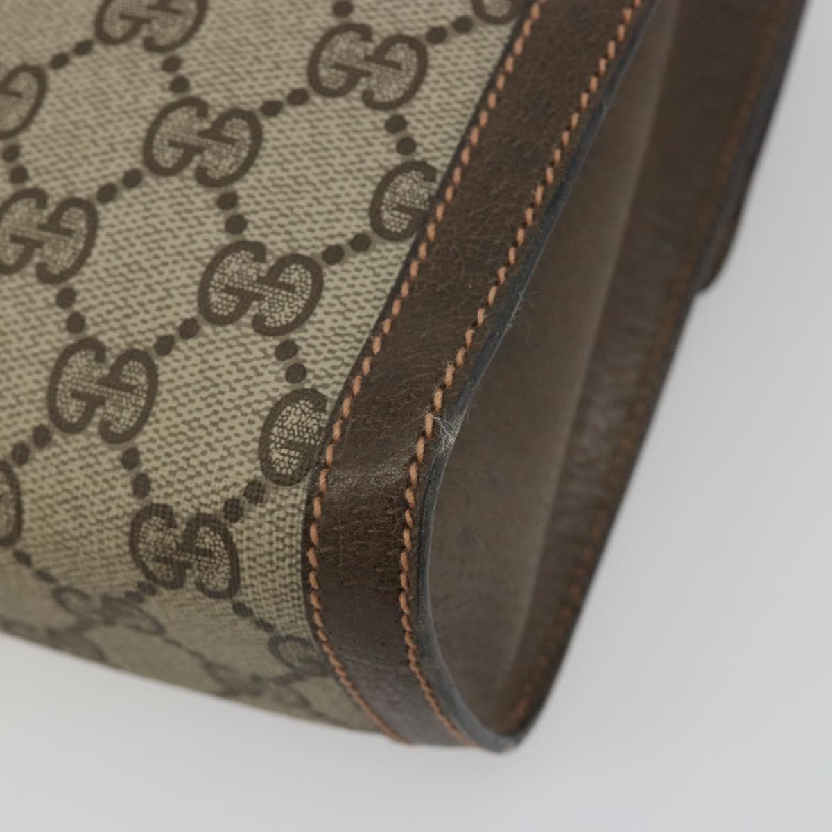 GUCCI GG Supreme Web Sherry Line Clutch Bag PVC Beige Gold 83.01.006 Auth 196154
