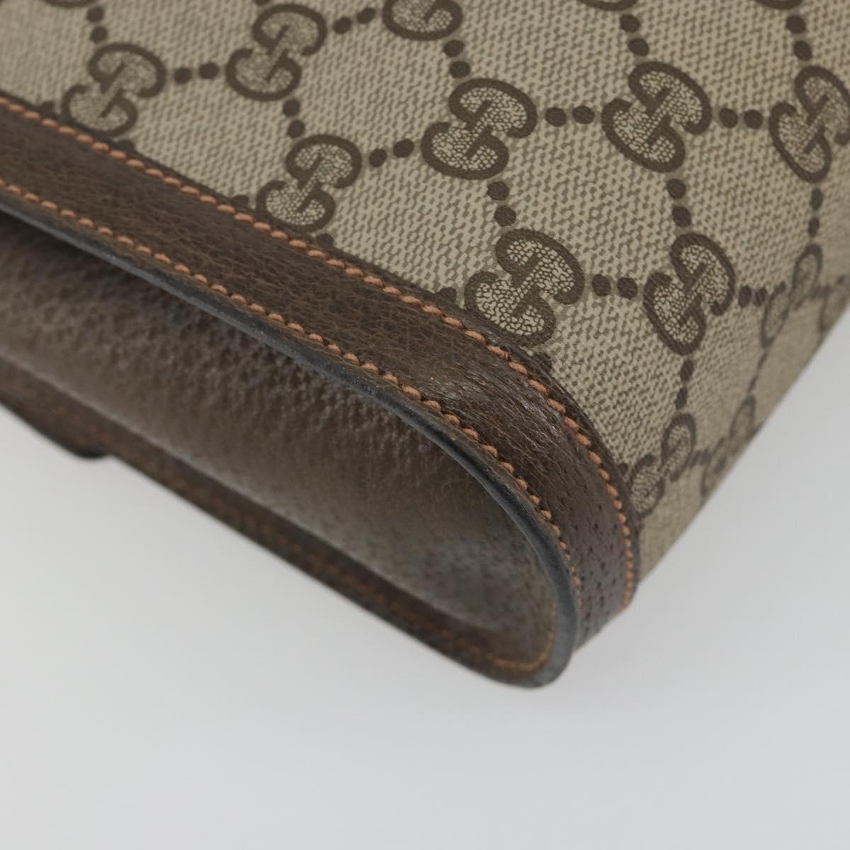 GUCCI GG Supreme Web Sherry Line Clutch Bag PVC Beige Gold 83.01.006 Auth 196154