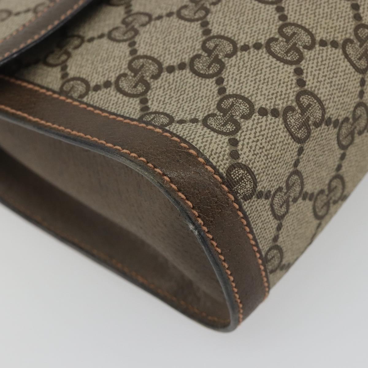 GUCCI GG Supreme Web Sherry Line Clutch Bag PVC Beige Gold 83.01.006 Auth 196154