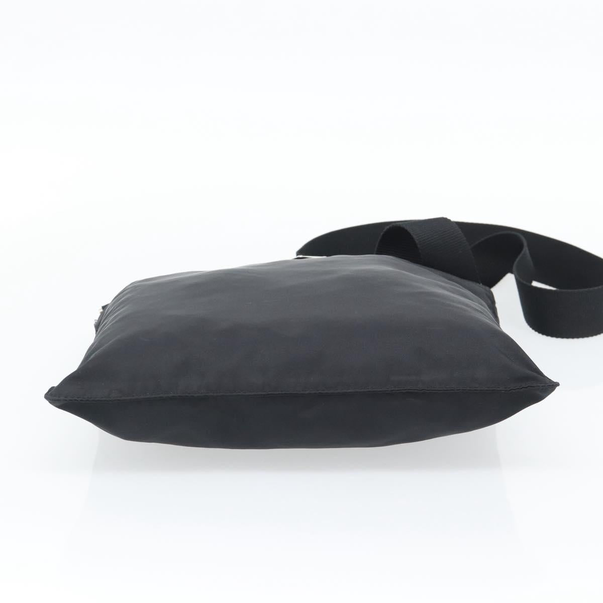 PRADA Shoulder Bag Nylon Black Silver Auth 196155A