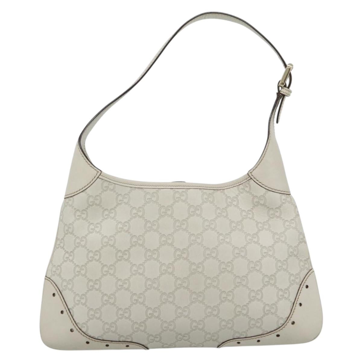 GUCCI GuccissimaGG Shoulder Bag Leather Ivory Gold Tone 145778 Auth 196158A