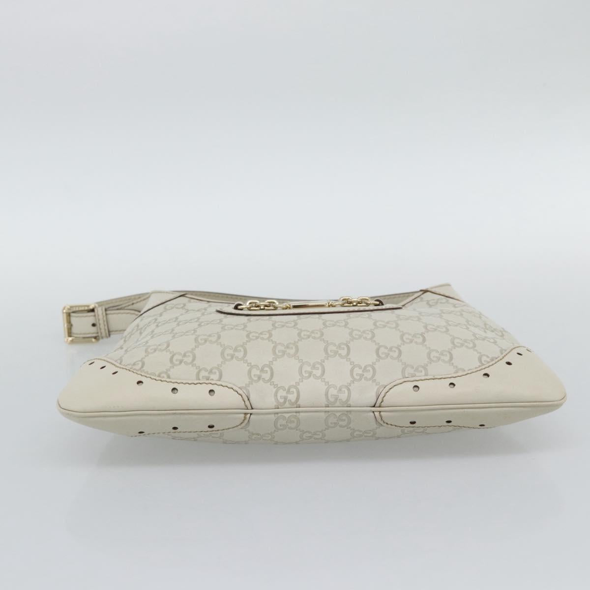 GUCCI GuccissimaGG Shoulder Bag Leather Ivory Gold Tone 145778 Auth 196158A