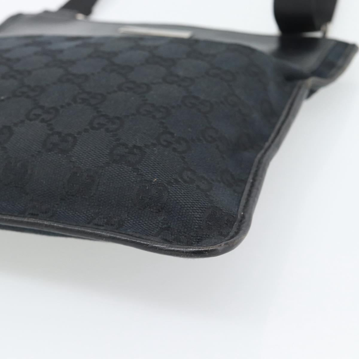 GUCCI GG Canvas Shoulder Bag Black Silver 019.0348 Auth 196159