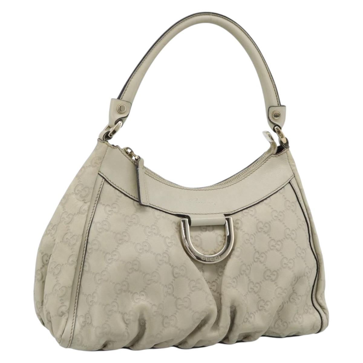 GUCCI GuccissimaGG Abbey Shoulder Bag Leather Ivory Gold 190525 Auth 196160A