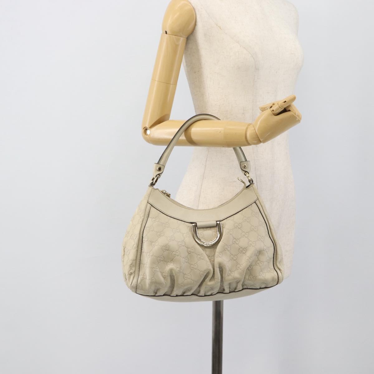GUCCI GuccissimaGG Abbey Shoulder Bag Leather Ivory Gold 190525 Auth 196160A