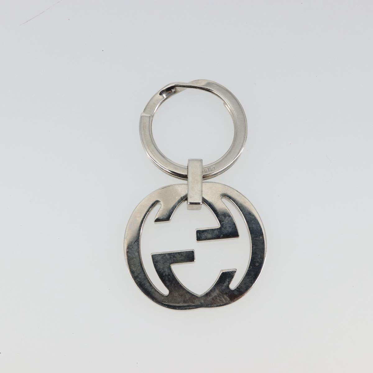 GUCCI Interlocking G Key Ring Metal Silver Auth 196162A