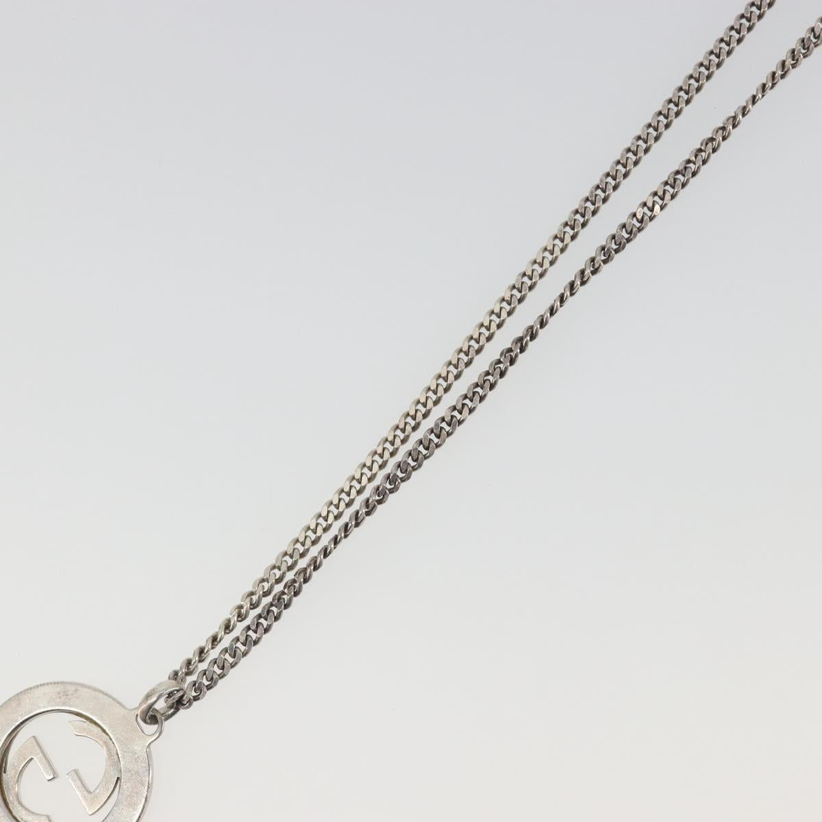 GUCCI Interlocking G Necklace Ag925 Silver Auth 196163A