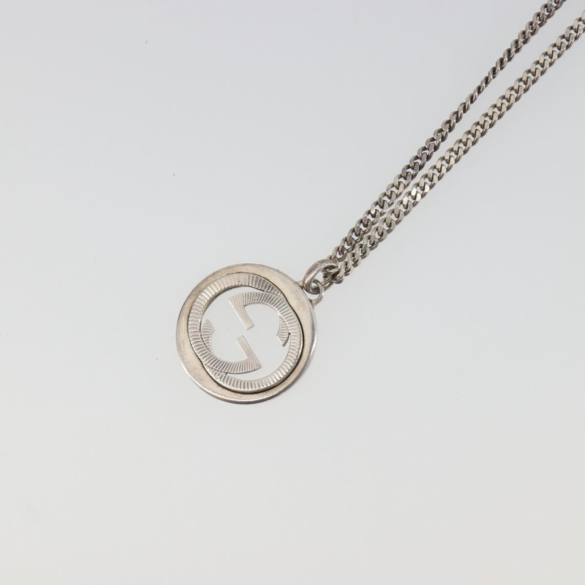 GUCCI Interlocking G Necklace Ag925 Silver Auth 196163A