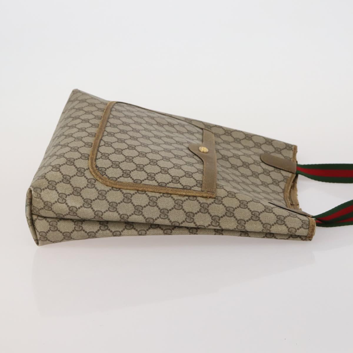 GUCCI GG Canvas GG Supreme Web Sherry Line Hand Bag PVC 3 Set Beige Auth 196165