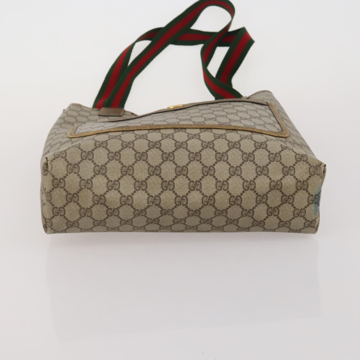 GUCCI GG Canvas GG Supreme Web Sherry Line Hand Bag PVC 3 Set Beige Auth 196165