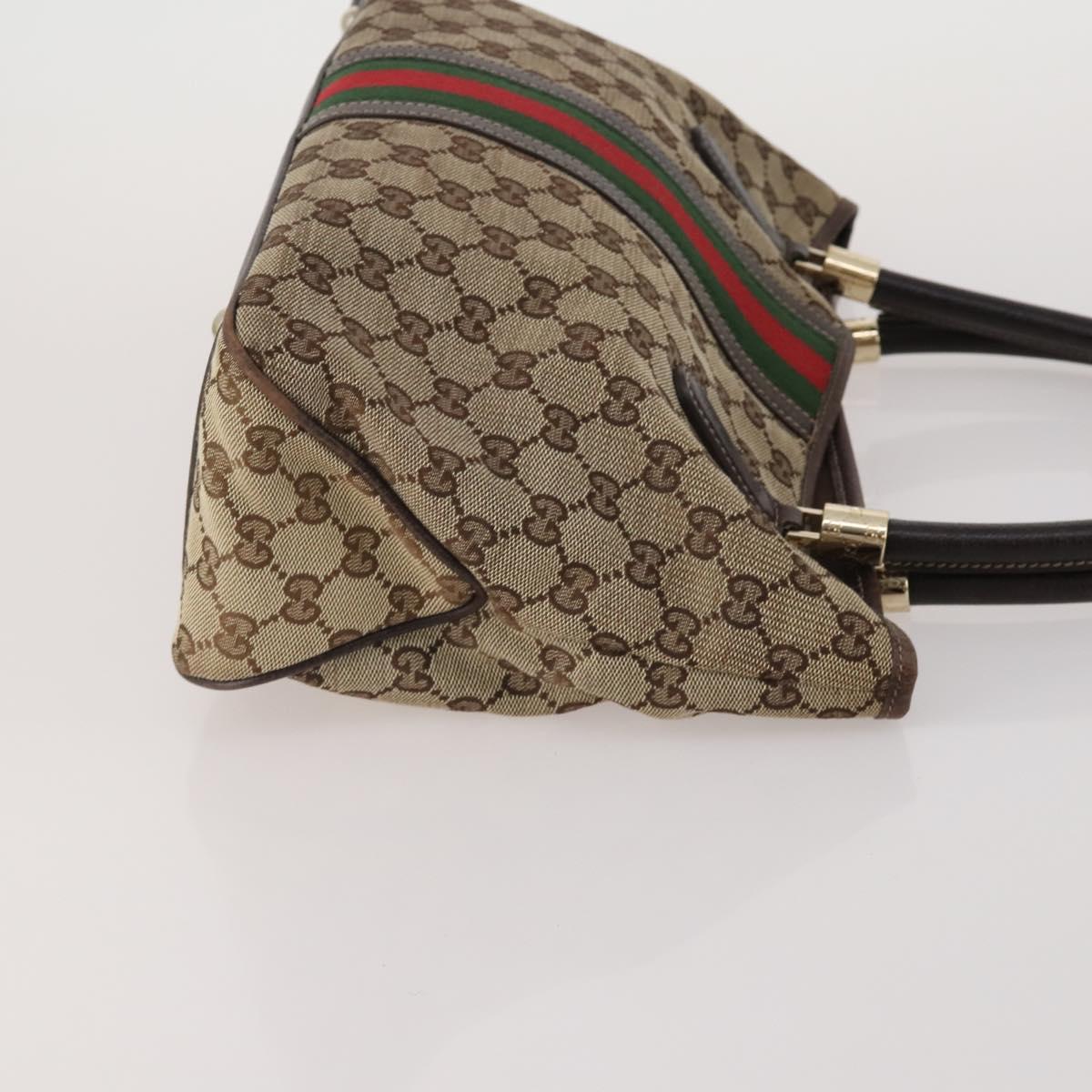 GUCCI GG Canvas GG Supreme Web Sherry Line Hand Bag PVC 3 Set Beige Auth 196165