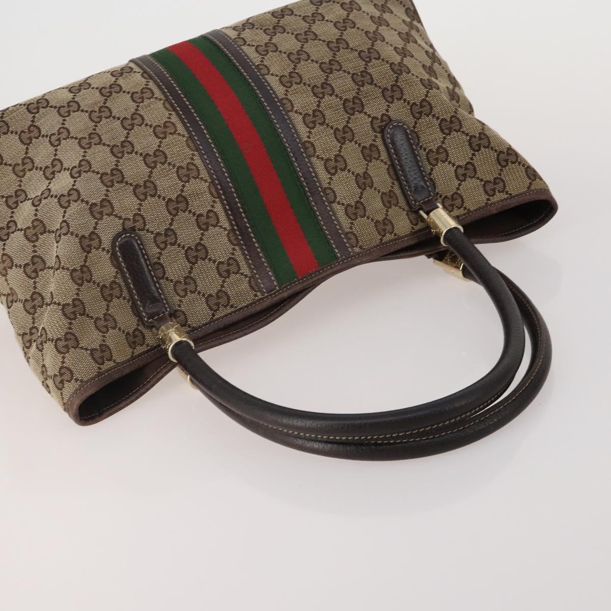 GUCCI GG Canvas GG Supreme Web Sherry Line Hand Bag PVC 3 Set Beige Auth 196165
