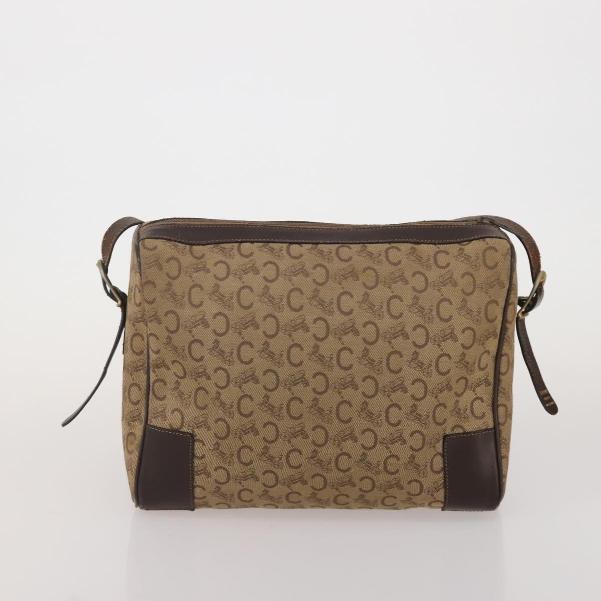 CELINE Macadam Canvas Shoulder Bag PVC Leather 3 Set Brown Beige Auth 196166