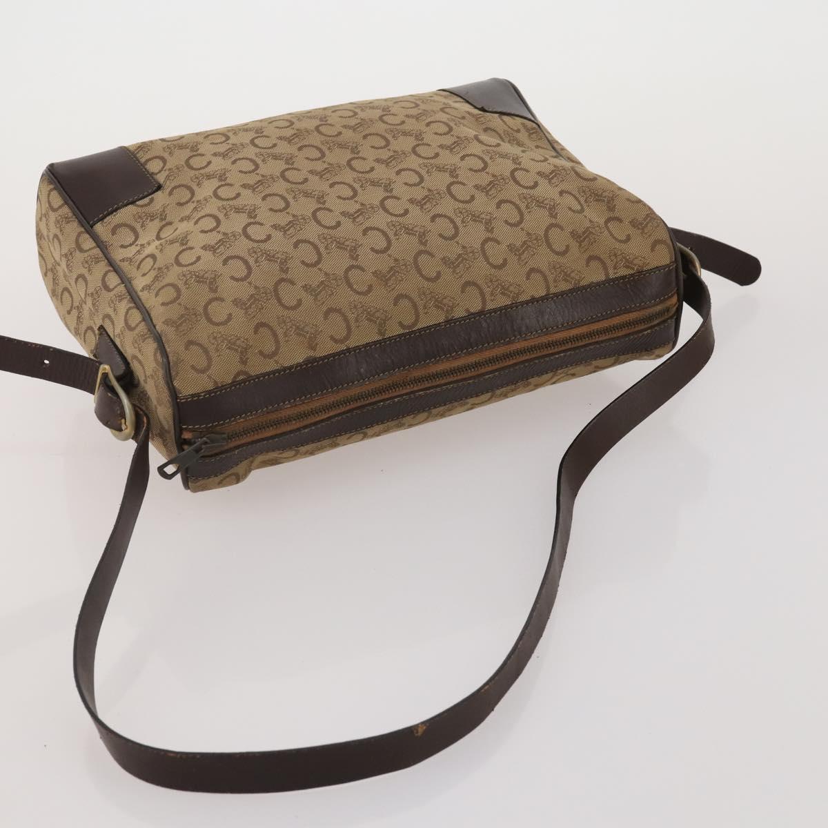 CELINE Macadam Canvas Shoulder Bag PVC Leather 3 Set Brown Beige Auth 196166
