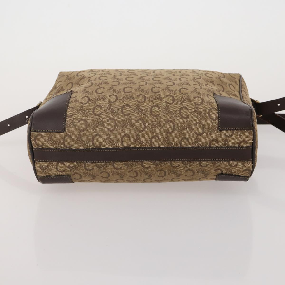 CELINE Macadam Canvas Shoulder Bag PVC Leather 3 Set Brown Beige Auth 196166