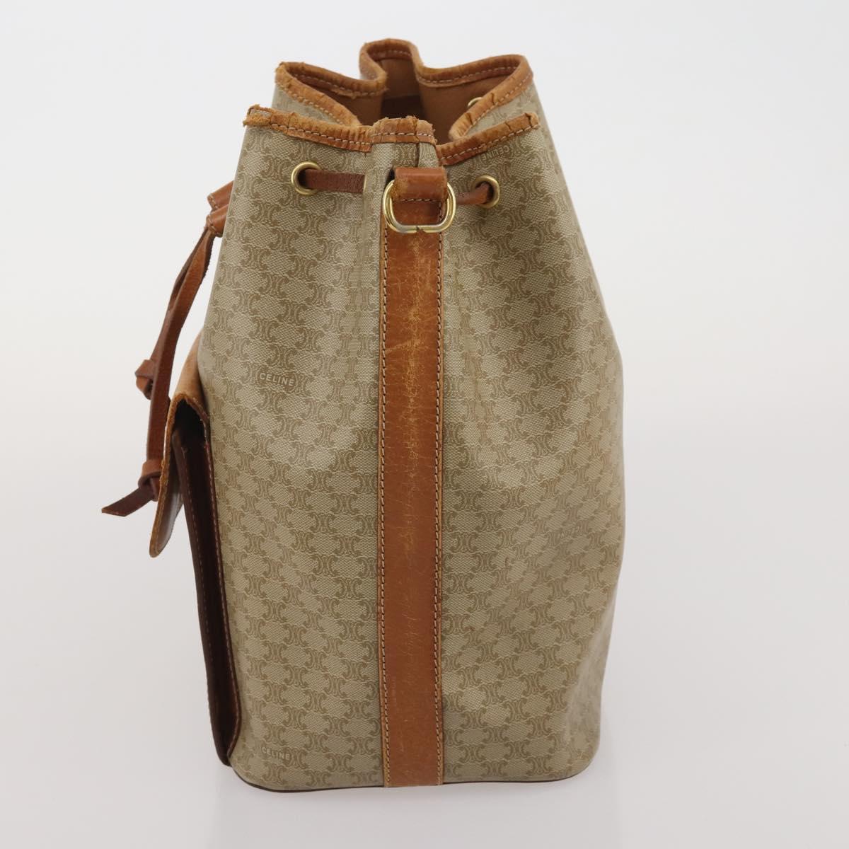 CELINE Macadam Canvas Shoulder Bag PVC Leather 3 Set Brown Beige Auth 196166