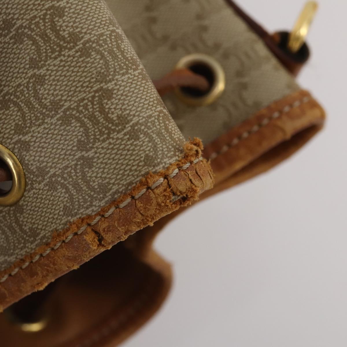 CELINE Macadam Canvas Shoulder Bag PVC Leather 3 Set Brown Beige Auth 196166