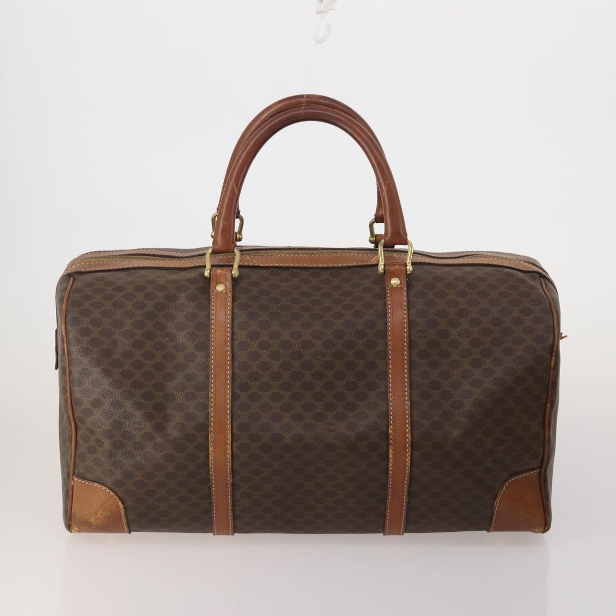 CELINE Macadam Canvas Shoulder Bag PVC Leather 3 Set Brown Beige Auth 196166