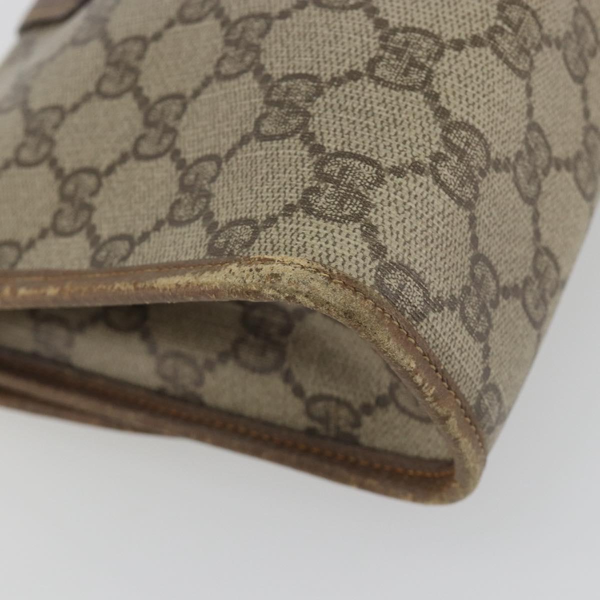 GUCCI GG Supreme Web Sherry Line Clutch Bag PVC Beige Gold Tone Auth 196180