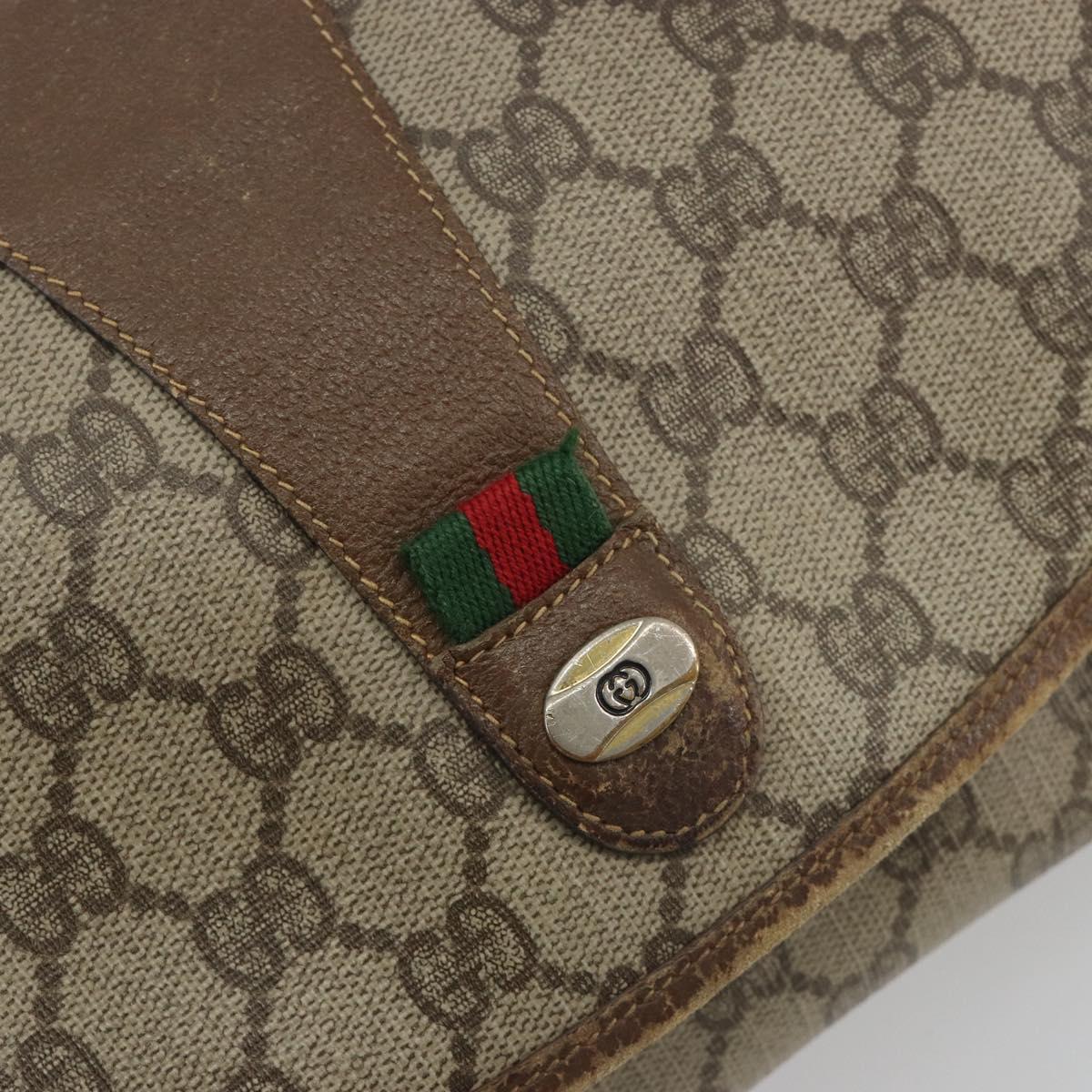 GUCCI GG Supreme Web Sherry Line Clutch Bag PVC Beige Gold Tone Auth 196180