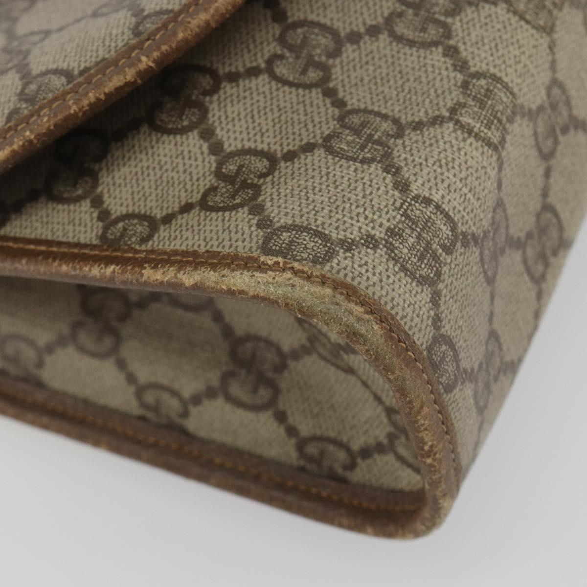GUCCI GG Supreme Web Sherry Line Clutch Bag PVC Beige Gold Tone Auth 196180