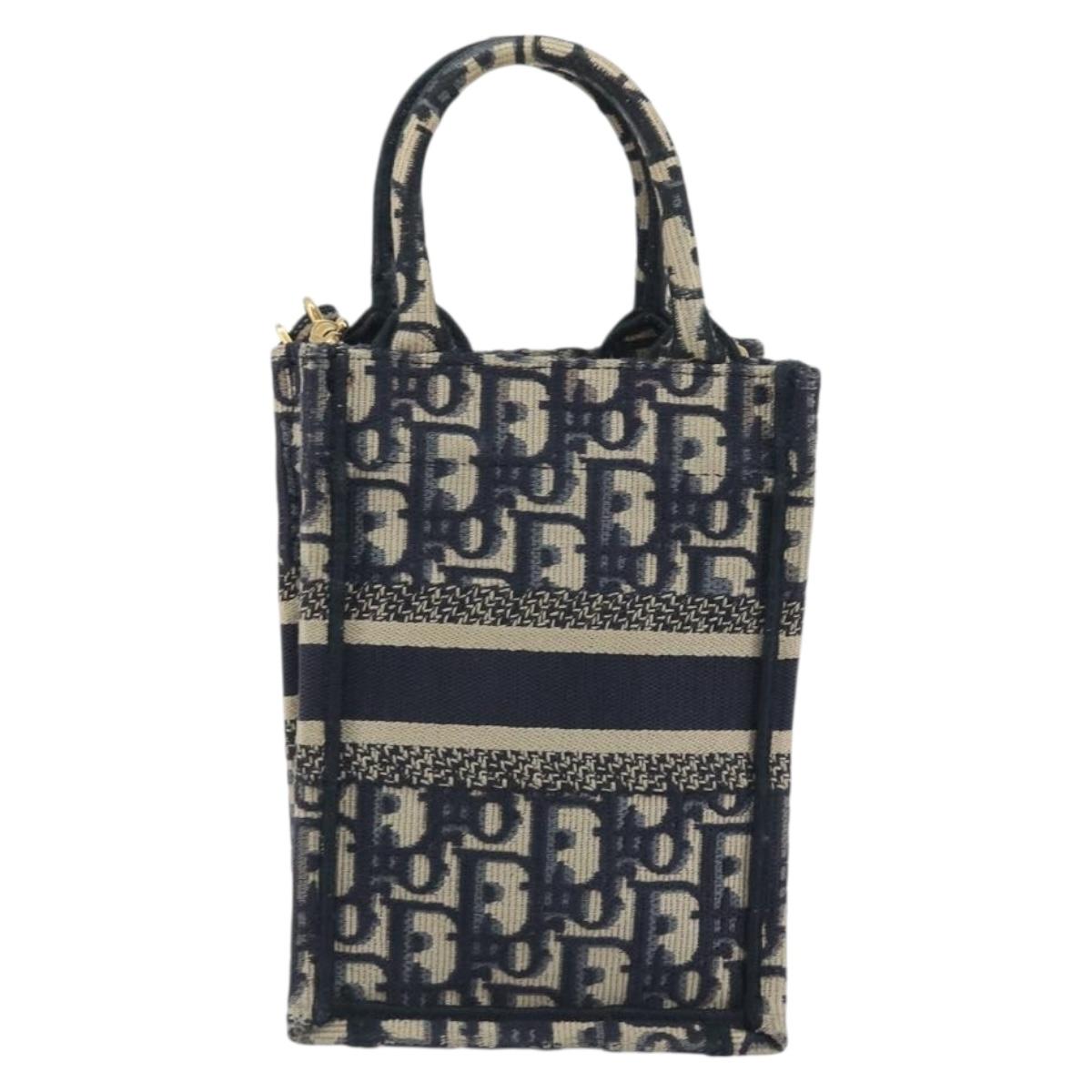 Christian Dior Trotter Book Tote Mini Vertical Phone Bag Navy Auth 196183A