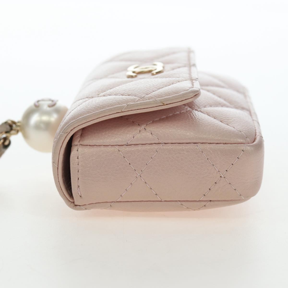 CHANEL Matelasse Chain Shoulder Pouch Caviar Skin Pink Gold Tone CC Auth 196186V