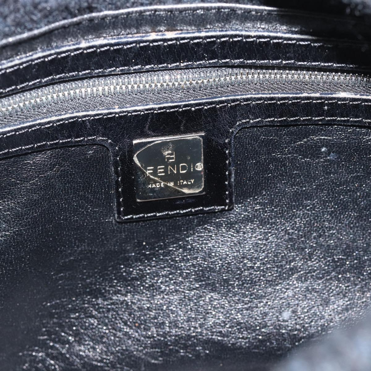 FENDI Mamma Baguette Shoulder Bag Wool Navy Silver Auth 196191