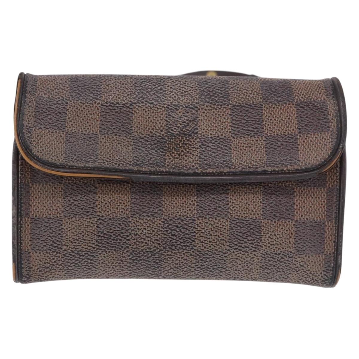 LOUIS VUITTON Damier Ebene Pochette Florentine Waist Bag N51856 LV Auth 196194