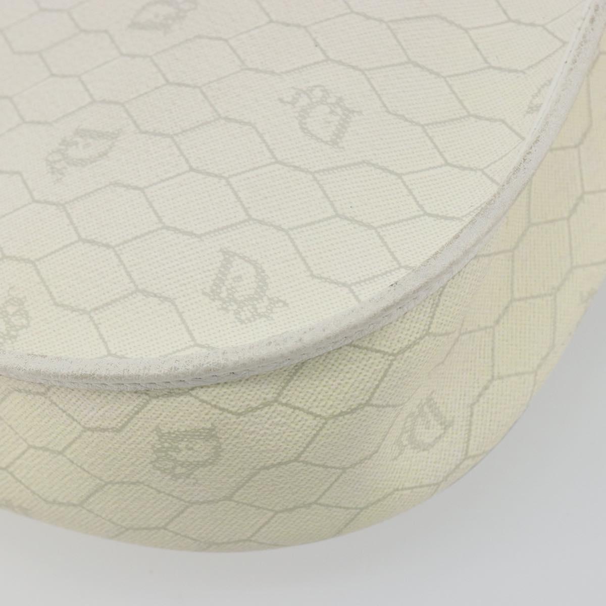 Christian Dior Honeycomb Shoulder Bag PVC Leather White Gold Tone Auth 196195