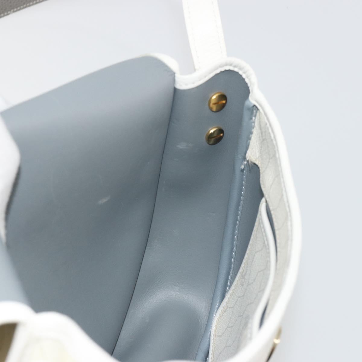 Christian Dior Honeycomb Shoulder Bag PVC Leather White Gold Tone Auth 196195