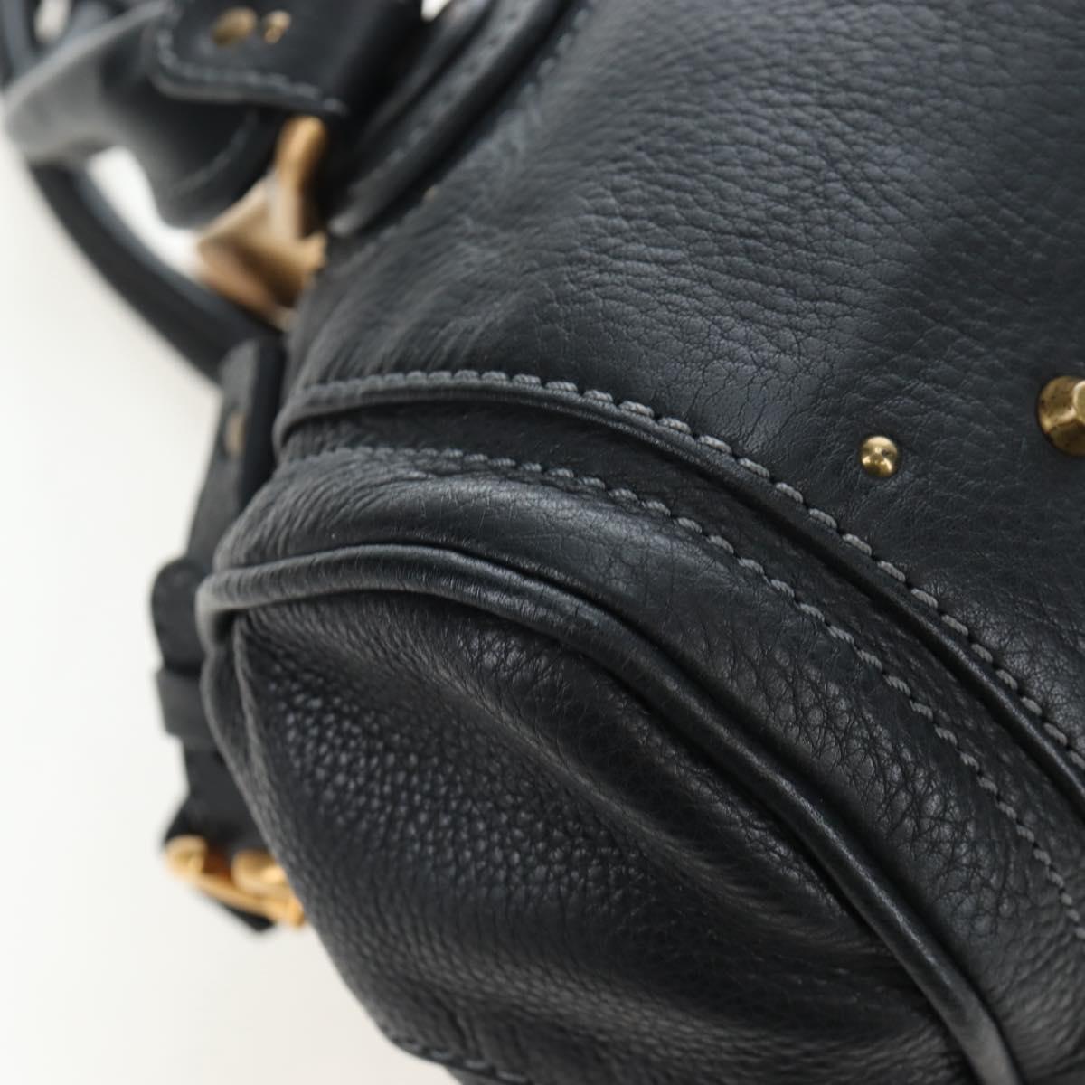 Chloe Paddington Hand Bag Leather Black Gold Tone Auth 196199V